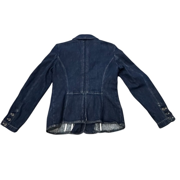 EUC Amazing denim J Jill jacket with gold buttons Linen Cotton blend Sz 4 - Picture 2 of 10